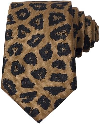 TopTie Unisex Leopard Spotted Slim Tan & Black Skinny 2 Inch
